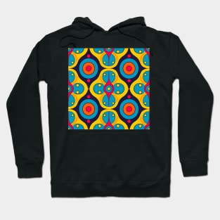 seamless Geometric pattern in retro '80 style of circles and lines Hoodie